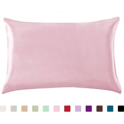 100% Queen Standard Satin Silk Soft Mulberry Plain Pillowcase Cover Chair Seat Square Pillow Cover Home19