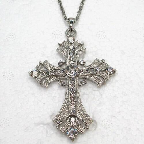 12pcs/lot Rhinestone Cross Fashion Pendant Necklaces Clothing Chain Jewelry F101369