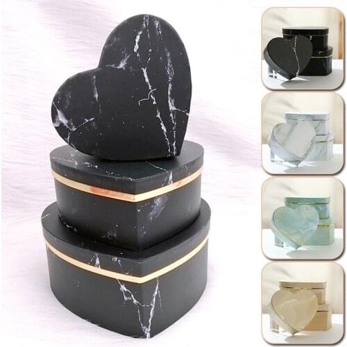 3 Sizes/Set Florist Hat Box Heart Shaped Box Candy Boxes Gift Box Packaging Boxes for Gifs Christmas Flowers Gifts Wedding Decor