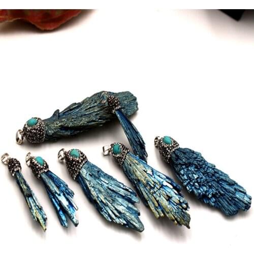 5PCS NEW Black Tourmaline Colorful Necklace Pendant, Natural Nugget Gems Stone Beads, DIY Fashion Women Jewelry semiprecious