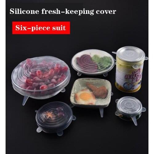 6pcs fresh silicone cap keeping silicone stretch caps for food dish pot covers kitchen accessories