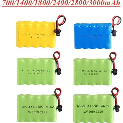 6v 700mAh/1400mAh/1800mAh/2400mAh/2800mAh/3000mAh Ni-MH Battery for Rc Toys Cars Tanks Robots Boats AA 6V NiCD Battery Pack