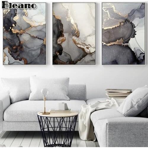 Grey Gold Line Drawing Abstract Canvas Painting Large Wall Art Posters Custom Print Nordic Aesthetic Living Room Modern Painting
