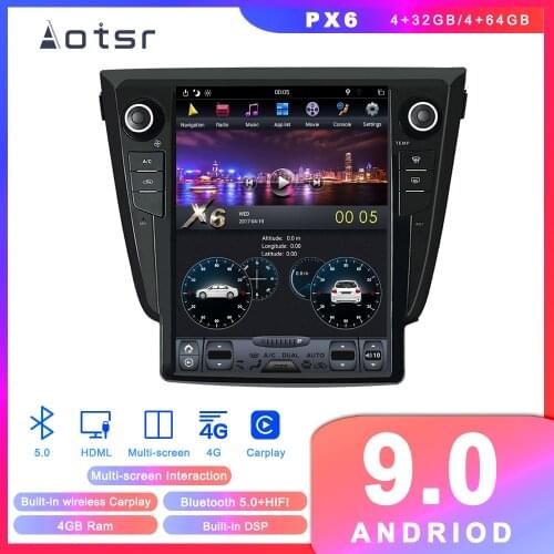 Tesla PX6 Android 9 Car DVD player GPS Navigation For Nissan X-trail Qashqai Rouge 2013+ radio stereo Multimedia player Headunit