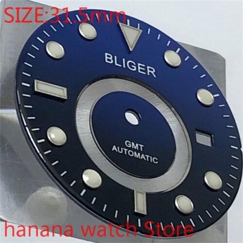 BLIGER dial size 31.5mm premium watch parts blue dial mens watch night dial, suitable for Miyota-DG-2813-3804