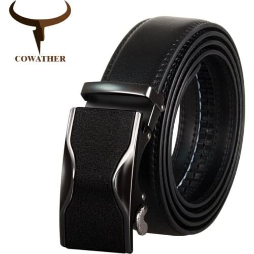 COWATHER Men Belt Top Quality Cow Genuine Leather Belt For Men Luxury Male Strap Alloy Buckle Cowhide Male Waistband New CZ128