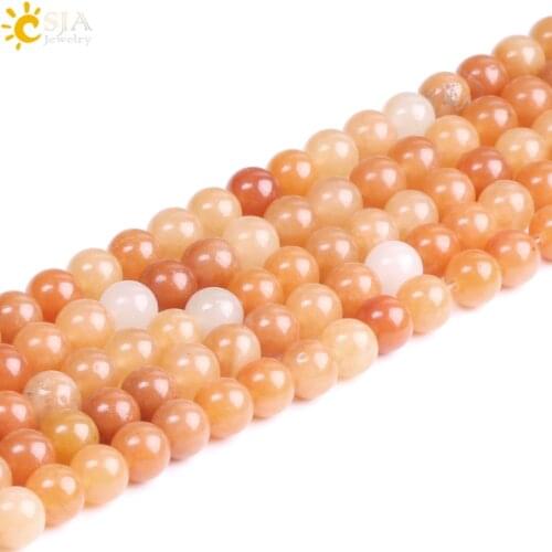 CSJA Natural Stone Red Aventurine Beads 4 6 8 10mm Crystal Quartz Loose Bead Making Fashion Charm Necklace Bracelet Jewelry F234