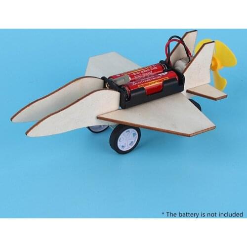 Kids Creative DIY Assembly Electric Slide Airplane Model Science Experiment Basic Circuit Electricity Learning Physics Toy Gifts