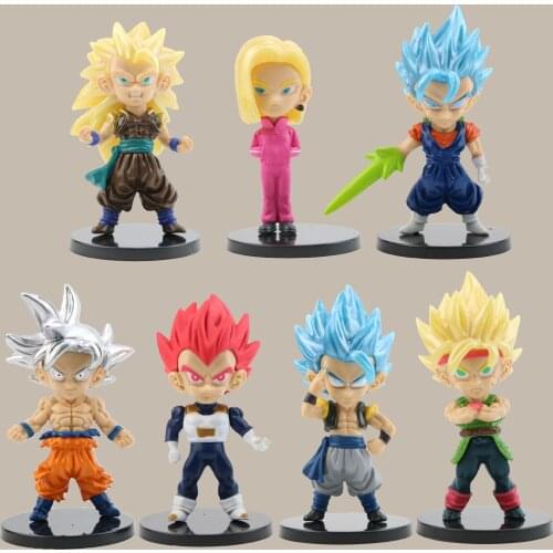 7pcs/set The Second Generation Dragon Ball Action Figure Super Saiyan Goku Veget Gogeta Doll Model Ornaments