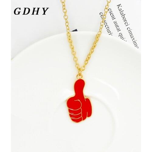 GDHY Red Gesture Necklaces Finger Good You're great Finger gesture Pendant Necklace For Women Girls Chain Choker Party Jewelry