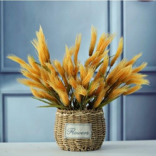 50CM 11Head Artificial Wheat Bunch Plastic Realistic Plants Photo Props Hotel Sample Room Home Deco Flower Arrangemen Accessorie