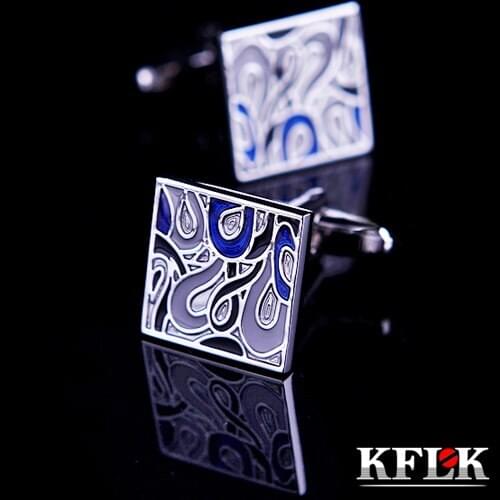 KFLK 2020 shirt cufflinks for mens gift Brand cuff buttons fashion High Quality cuff links Blue art gemelos abotoaduras Jewelry