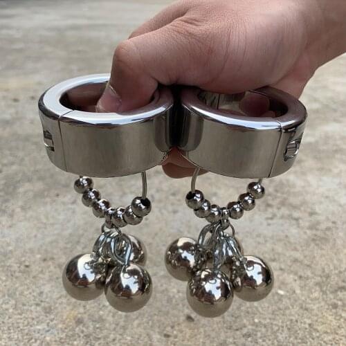Stainless Steel Penis Ring Testicle Ball Stretcher Scrotum Cock Ring CBT Lock Pendant Weight For Men Male Sex Toys New Arrival
