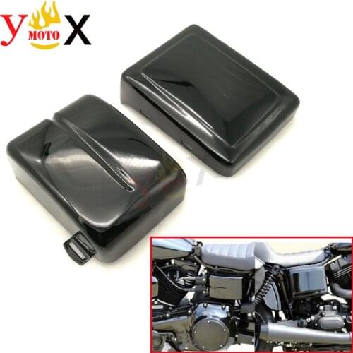 Motorcycle Left Right Battery Cover Guard Side Metal For Harley Dyna Low Rider Fat Bob Street Bob Super Wide Glide Switchback