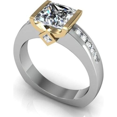 Punk Square Big Zircon Stone Ring Men Crystal Gold Silver Ring Jewelry Promise Wedding Band Engagement Rings For Women Size 5-11