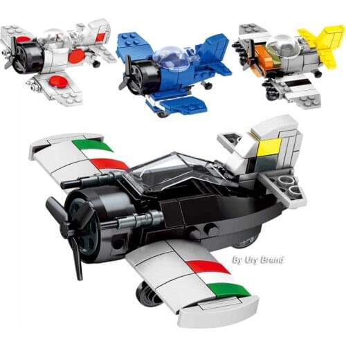 WW2 Retro Military Series Mini Fighter Planes Sets Germany Warcraft Model DIY Building Blocks Toys for Boys Kids Creative Gift