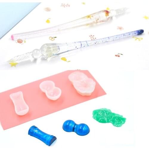 2021 New Crystal Glass Dip Ink Pen and Pen Rest Silicone Expoy Resin Molds DIY Craft Tool 2020 trend