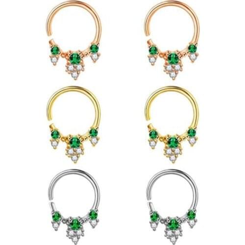 New Rose Gold Crystal Fake Piercing Nose Rings Non Piercing Septum Rings Nose Hoops For Women Ear Bone Clip Fashion Jewelry