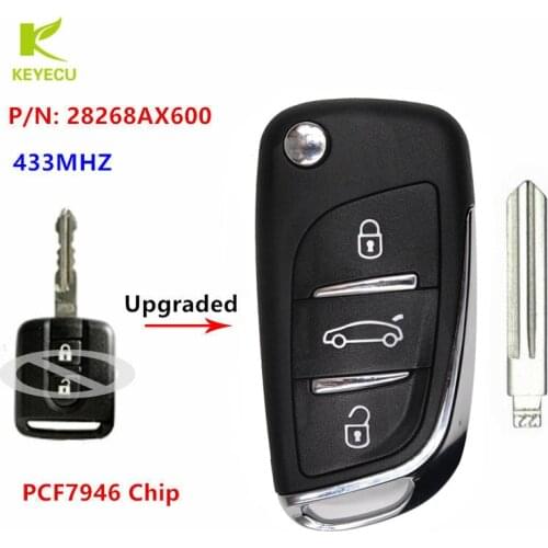 KEYECU Upgraded Flip Remote Key 433MHz PCF7946 for Nissan Cabster Micra Navara Note NV200 Pathfinder Qashqai 28268AX600