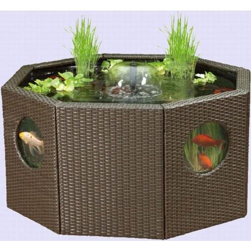 Patio Pond Lily Tub Octagon/Half Moon Rattan Wickerwork Panel Window Garden Water Feature Koi Oversize fish tank or Hydroponics