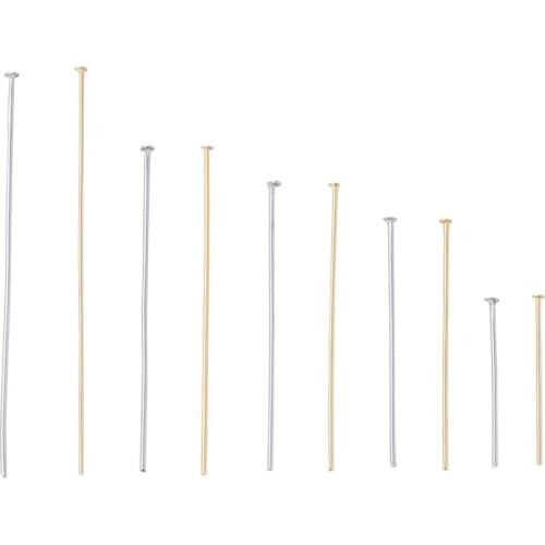 200pcs/box 304 Stainless Steel Flat Head Pins Headpins for DIY Jewelry Making Earring - 20/30/35/40/50mm