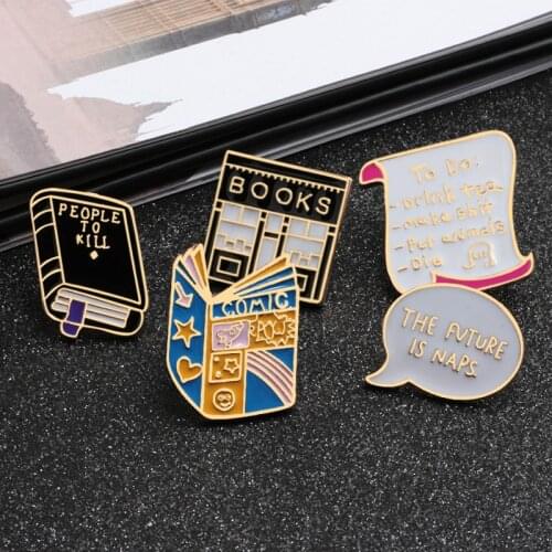 Literature lovers present Cartoon cute book badge brooch for women men child gift lapel pins book bag pin Denim jackets Needle