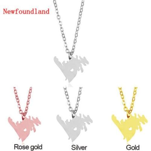 Popular new fashion Canadian map necklace stainless steel Newfoundland pendant, womens map jewelry