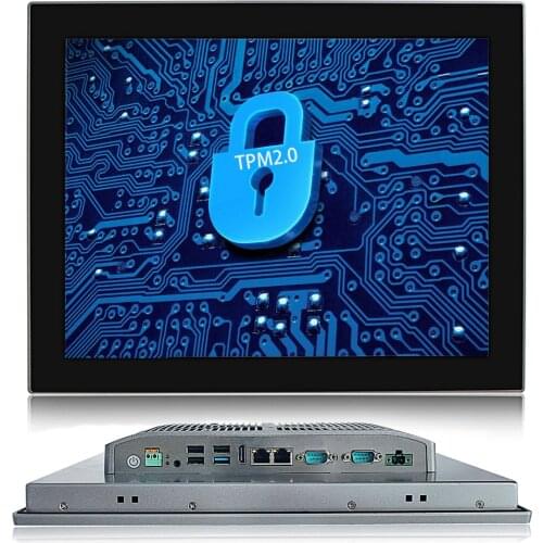 Industrial touch panel pc 15 inch 1024x768 J1900 4G RAM 64GB SSD TPM 2.0 hardware encryption embedded computer windows 10/7