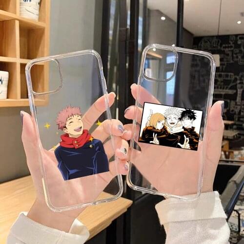 Cartoon Anime Jujutsu Kaisen Yuji Itadori Fushiguro Funda Clear Phone Case for Iphone 12 11 Pro X Xs Max XR 7 8 Plus Cute Cover