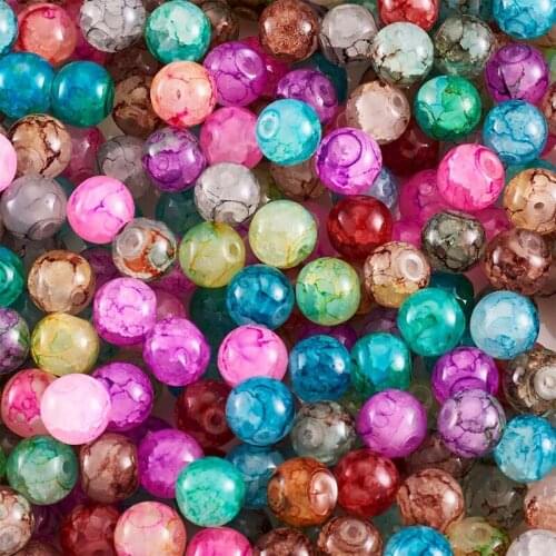 Pandahall 300pcs/box 8mm Mixed Color Glass Beads Spray Painted Round Loose Spacer Beads for Jewelry Making Hole: 1.5mm 15 Colors