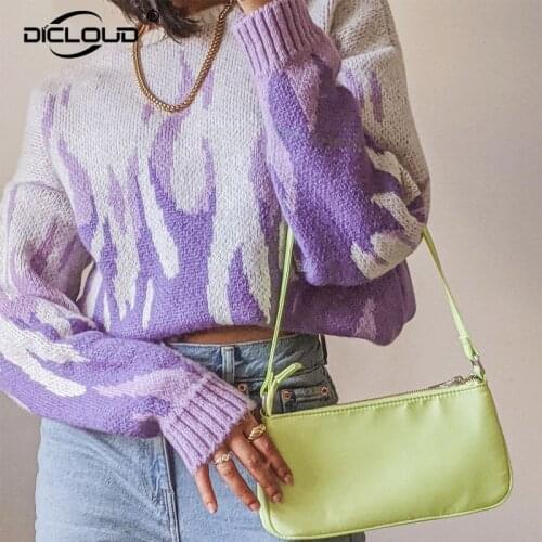 Ins Harajuku Girls Fashion Flame Knitted Oversized Sweaters Women Winter 2021 Streetwear Warm Pullovers Gothic Punk Jumper Femme