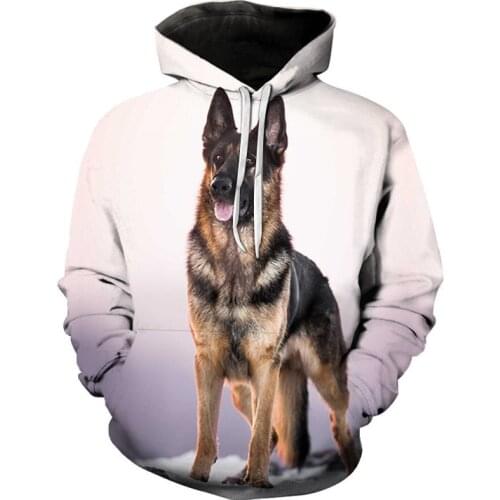 Mens German Shepherd Dog 3D Printing Hoodie Autumn Long Sleeve Sweatshirt Womens Pullover Sportswear Hoodies Street Fashion