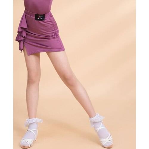 Kids Latin Dance Costume Girls Skirts Slit Cha Cha Dancing Performance Clothes Samba Costume Salsa Dance Skirt Black DNV14353