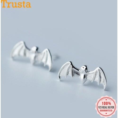 Trustdavis Authentic 925 Sterling Silver Fashion Sweet Bat Charm Stud Earrings For Women Wedding Party S925 Jewelry Gift DS69