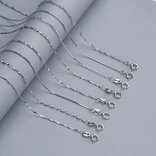Fanqieliu 925 Real Silver Chain DIY Accessories Chains Necklace For Women 8 Style Sterling Silver Jewelry Necklaces FQL20002