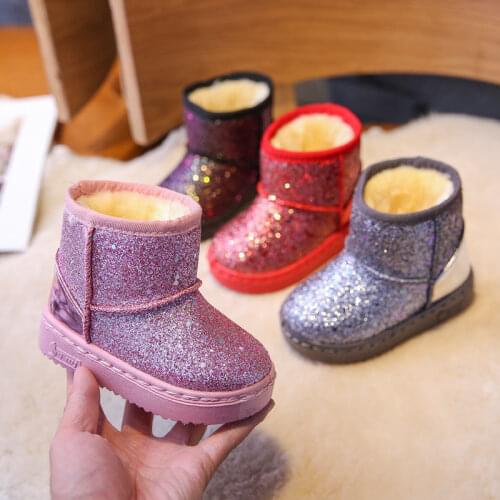 Winter Baby Kids Shoes Glitter Flush Boots For Children Girls