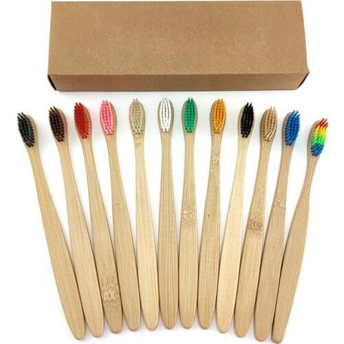 12 pcs/pack dog toothbrushes Eco-friendly Bamboo toothrbush differnt color and repeatable