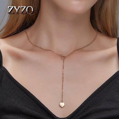 ZYZQ New Small Love Hearts Necklaces & Pendants for Women Gold Color Clavicle Charm Chain Jewelry Cocktail Party Birthday Gift