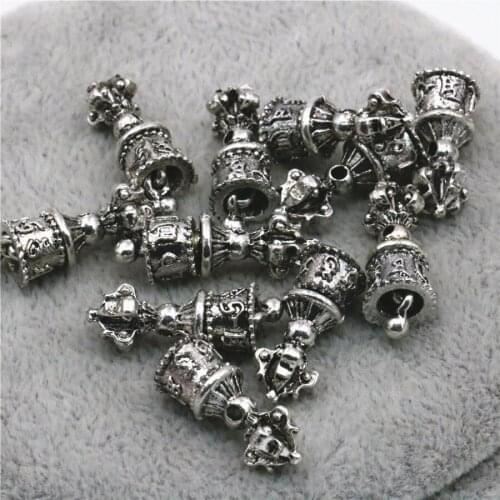 10PCS Carved Copper DIY Finding Lucky Loose Beads Bell Tower Crafts Accessory New Jewelry Making Design Girls Metal Gifts 8x19mm