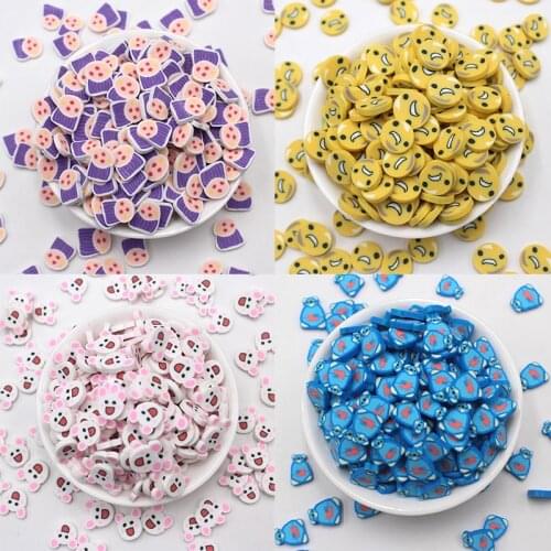 100g/Lot Cartoon Pig Rabbit Bear Clay Slices Soft Pottery Cute Animal Sprinkles for DIY Crafts Filling Decoration Accessories
