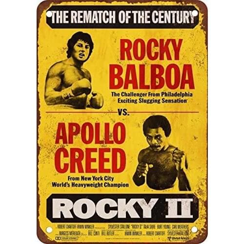 1979 Rocky Balboa vs. Apollo Creed Vintage Look Reproduction Metal Tin Sign 12X18 Inches