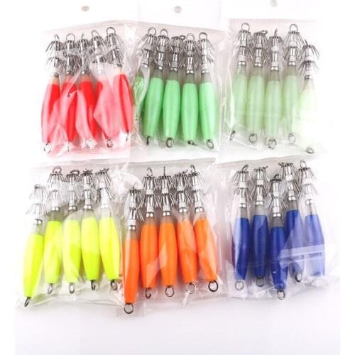 30Pcs/lot Luminous Squid Hooks Fishing Baits Squid Jig Spoon Baits 10cm 15.5g Fishing Accessories Hooks Shrimp Fishing Lure