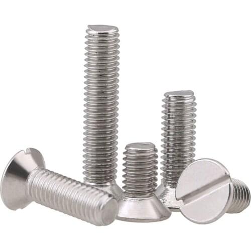 50Pcs GB68 M4 M5 304 Stainless Steel Slotted Flat Head Machine Screws Countersunk head screws Length 8-30mm