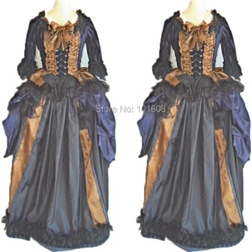 Tailored!Blue taffeta French Duchess Civil war Theater Southern Belle DRESS Tartan Victorian Colonial dresses HL-262