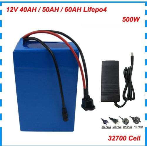 500W 4S 12V 40AH 50AH 60Ah 12.8V LiFePO4 battery pack 12 Volt 14.6V battery akku Deep cycle 32700 6000MAH Cell 5A Charger