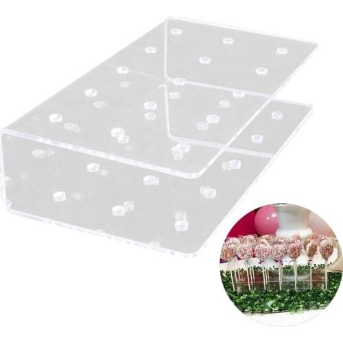 15 Holes Acrylic Lollipop Display Stand Wedding Party Candy Dessert Stick Holder Acrylic Rectangle Shape Durable Display Holder