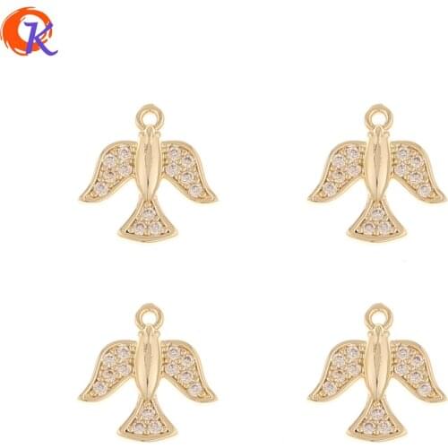 Cordial Design 50Pcs 12*13MM Jewelry Accessories/Hand Made/Bird Shape/DIY Jewelry Making/Earring Findings/CZ Charms/Pendant