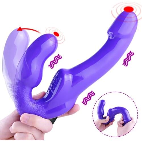 Strapless Strapon Dildo Vibrators for Women Powerful Double Dildo Vibrator Adult Sex Toys for Women Gay Couples Anal Vibrator