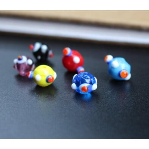 20Pcs 10mm*7mm Handmade Lovely Lampwork Glass beads With Outer Dots Multi-colors Fashion beads for jewelry making DIY Access