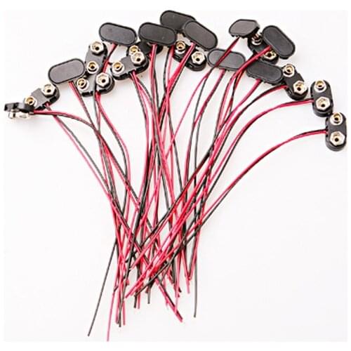 Fixmee 20pcs 9 Volt 9V Battery Clip Snap on Connector Lead Wires Holder Copper Plastic